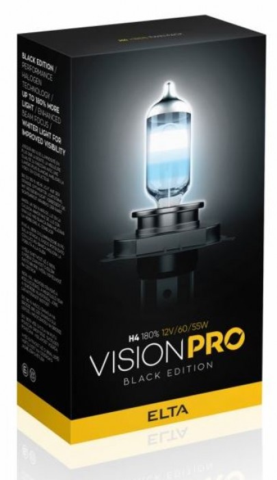 žárovka ELTA 12V/H4 60-55W VISIONPRO BLACK +180% sada